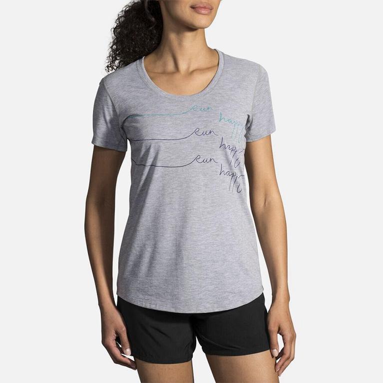 Brooks Distance Graphic Womens Running Tank Top - Grey - Indonesia (UNLS-38076)